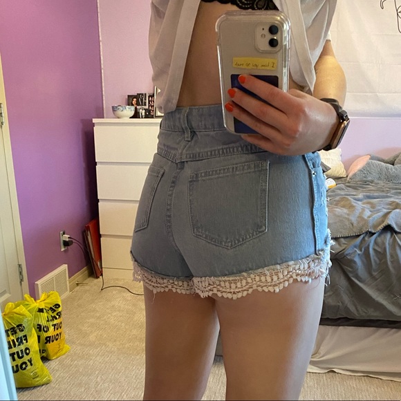🍒3 for $12 - Streetwear Society Lace Denim Shorts - Picture 6 of 9